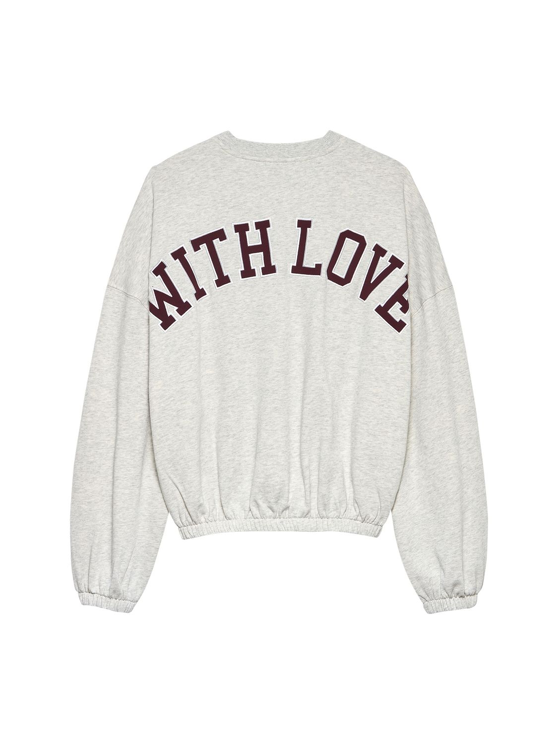 Oversized graphic sweater ' With Love' - light grey