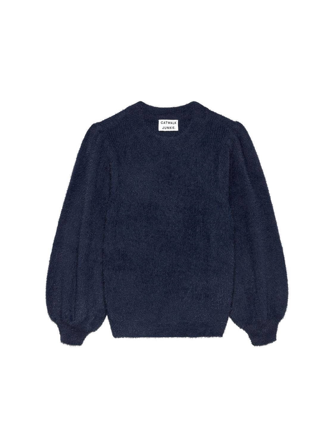 Fuzzy puff sleeve knit - navy blazer