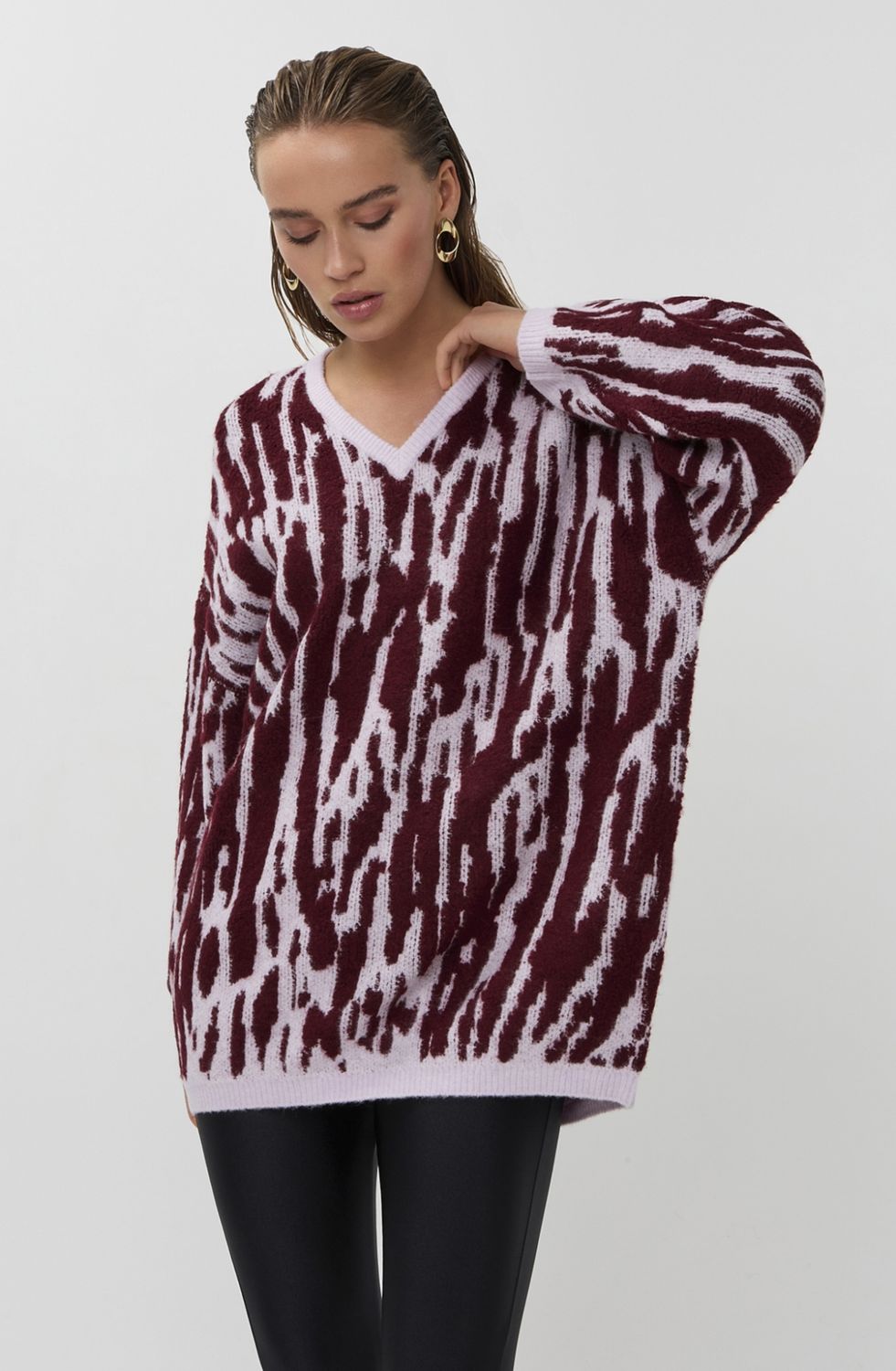 Oversized trui Mysa - bordeaux
