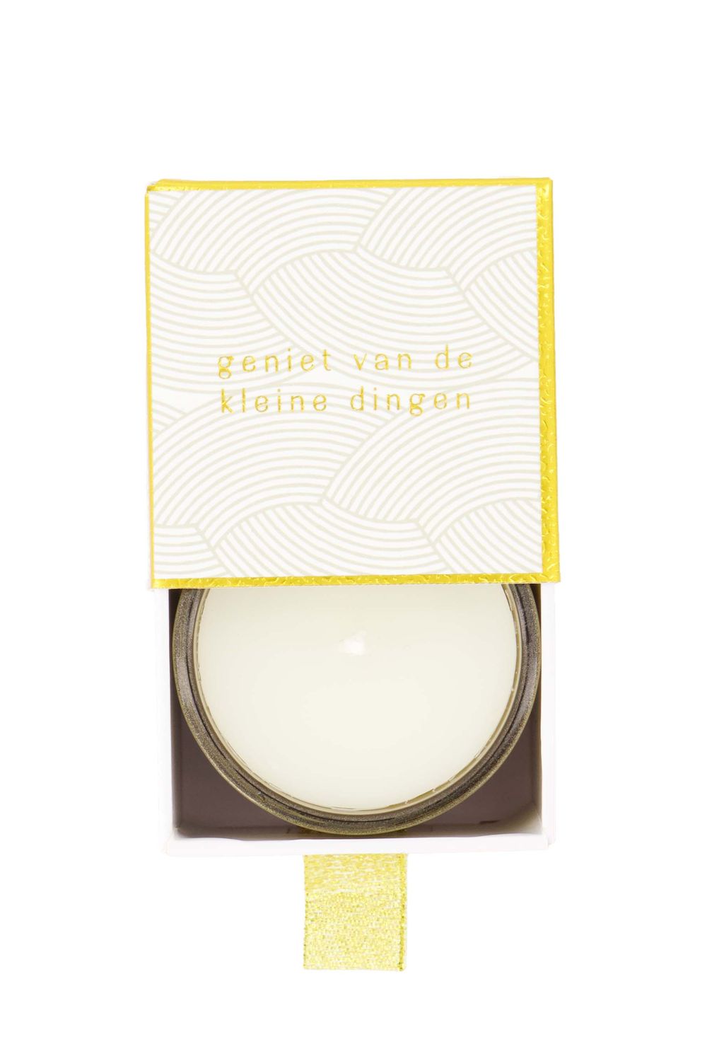 Geurkaars in box 'geniet van de kleine dingen' - wit/goud