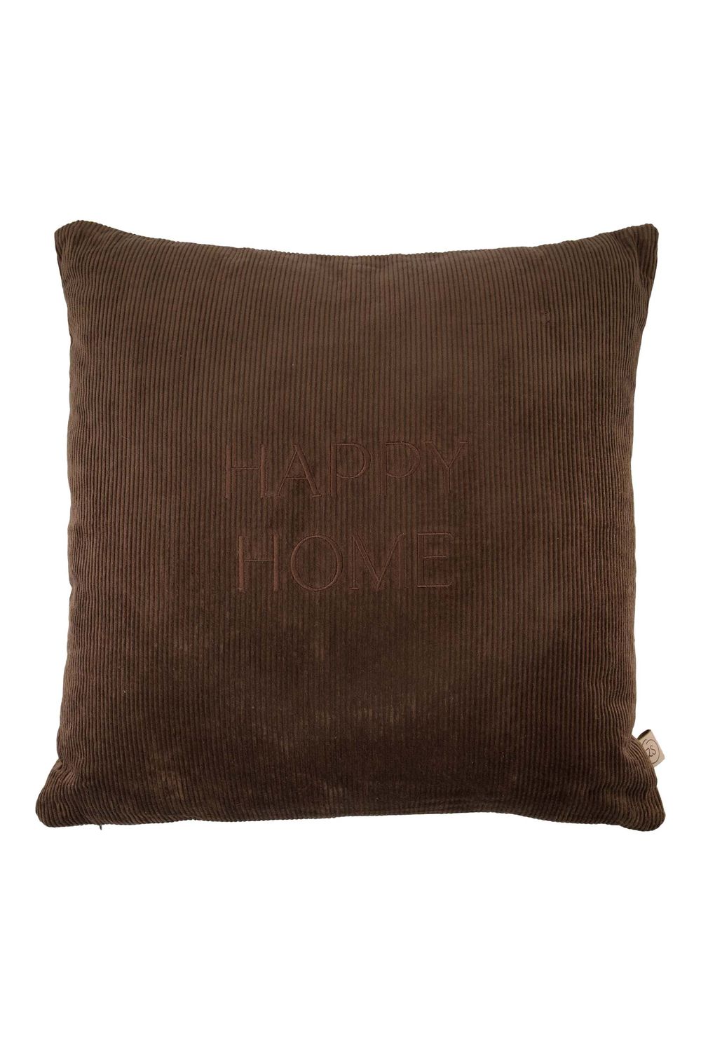 Kussen ' happy home' 45x45cm - donkerbruin