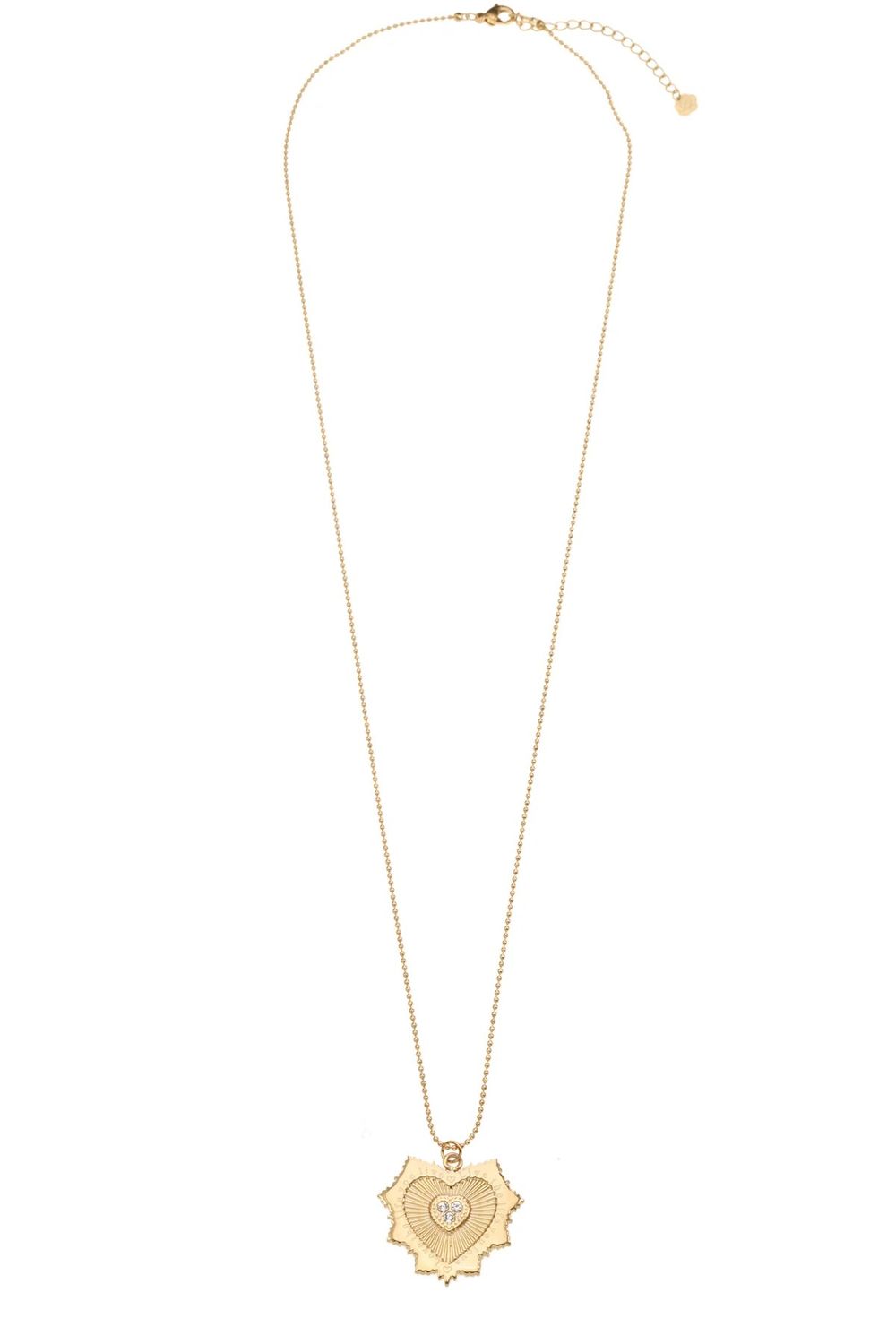 Ketting lang hart &amp; 3 zirkonia steentjes
