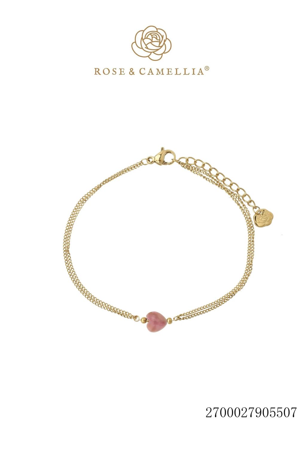 Armbandje met hartje - plum
