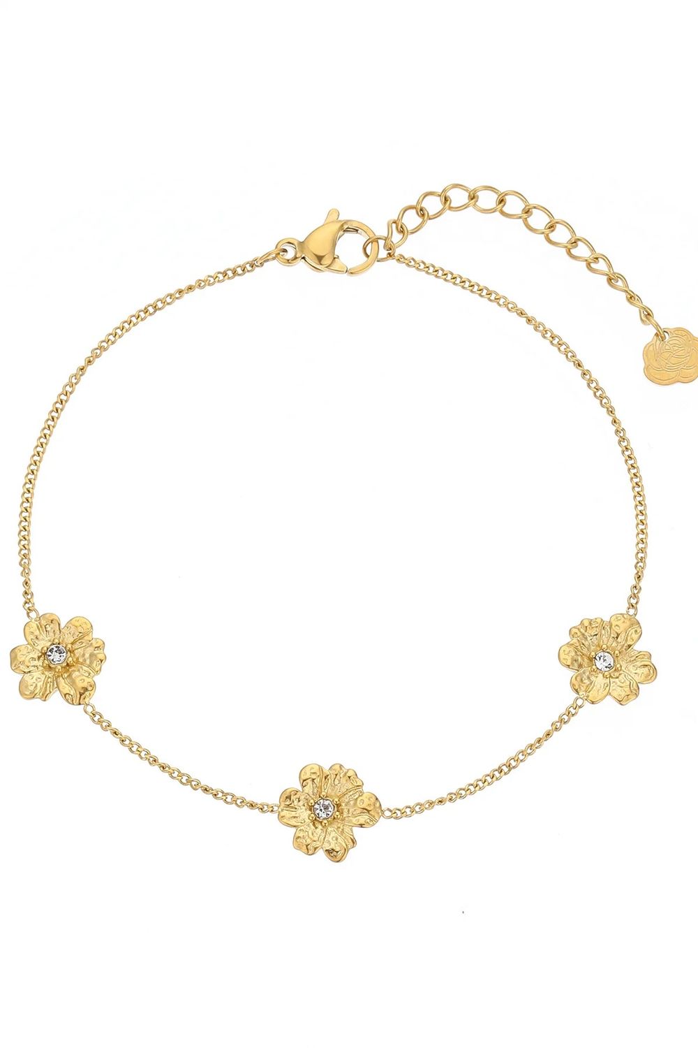 Armband 3 bloemetjes met strass