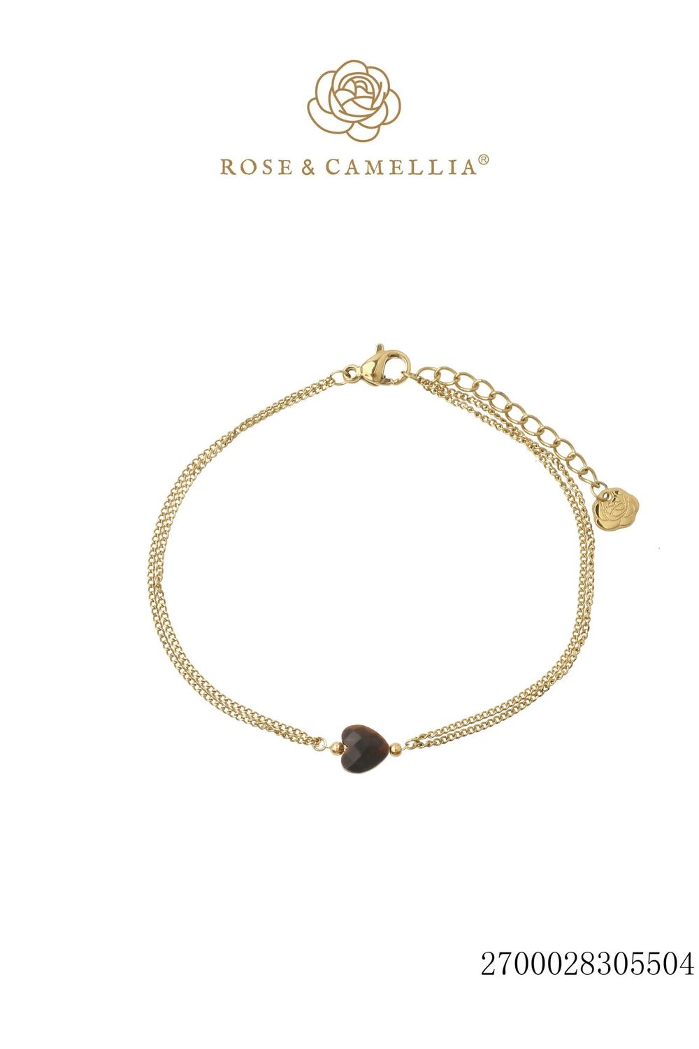 Armbandje met hartje - donkerbruin