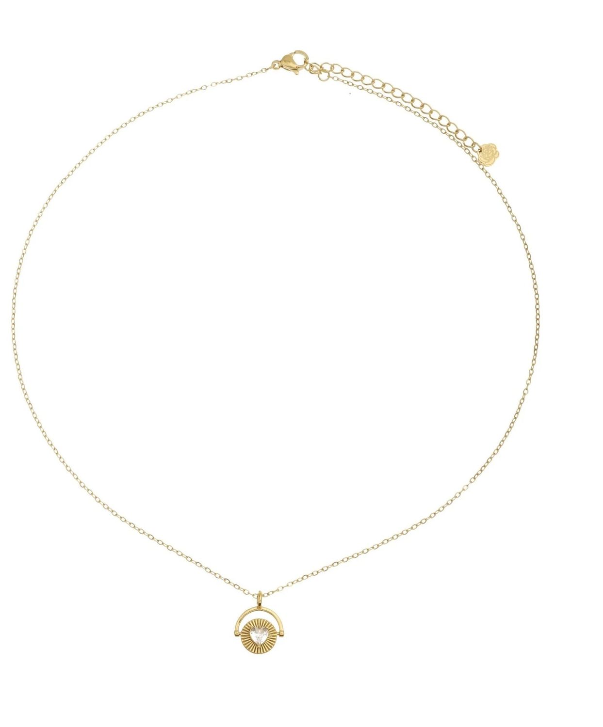 Ketting coin met zirkonia hartje