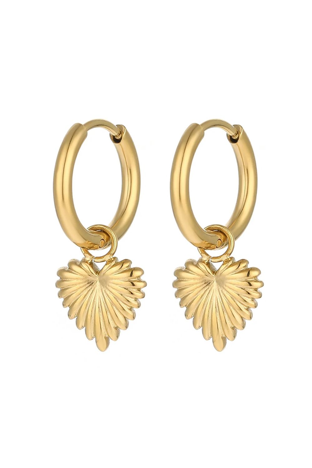 Oorbellen / hoops hart relief