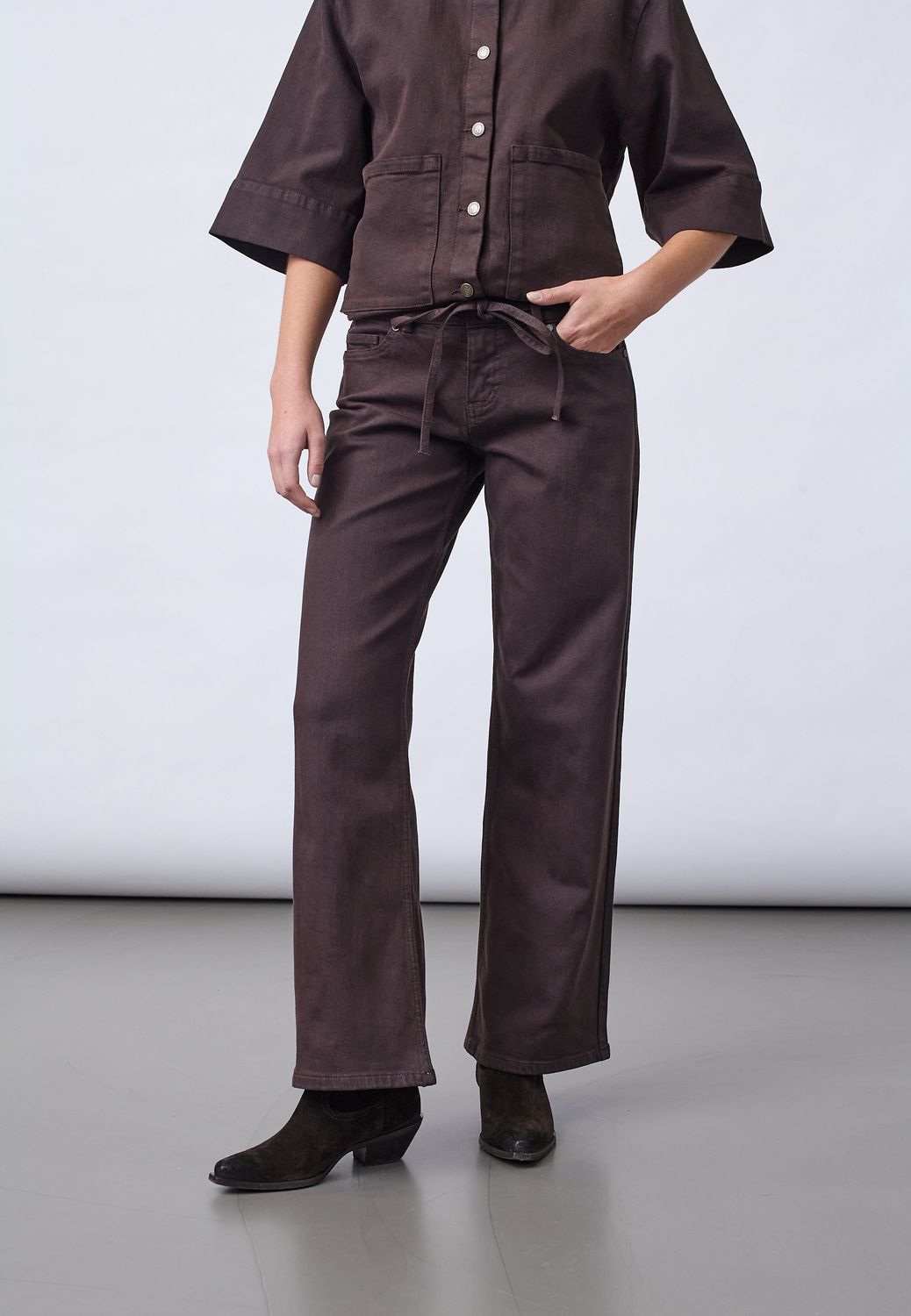 Jeans Onea medium waist - donkerbruin