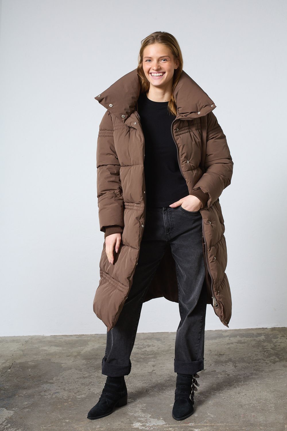 Lange winterjas Luvia  - mocca