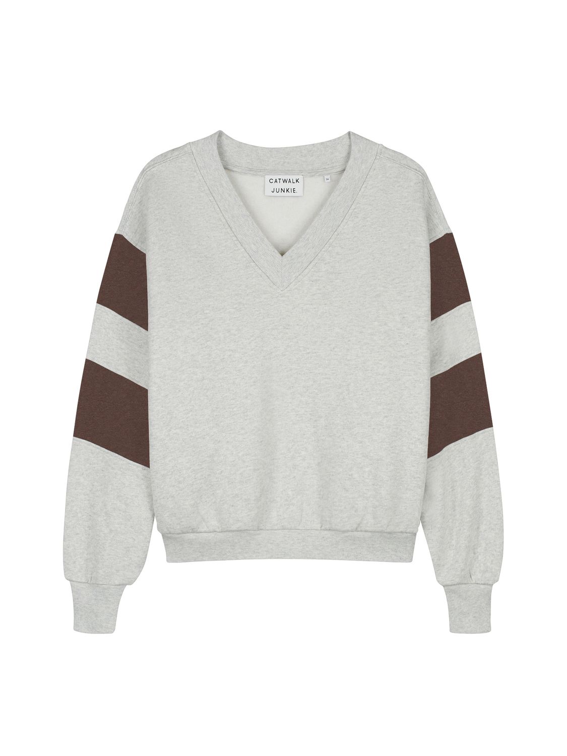Sporty vneck sweater - grey/brown
