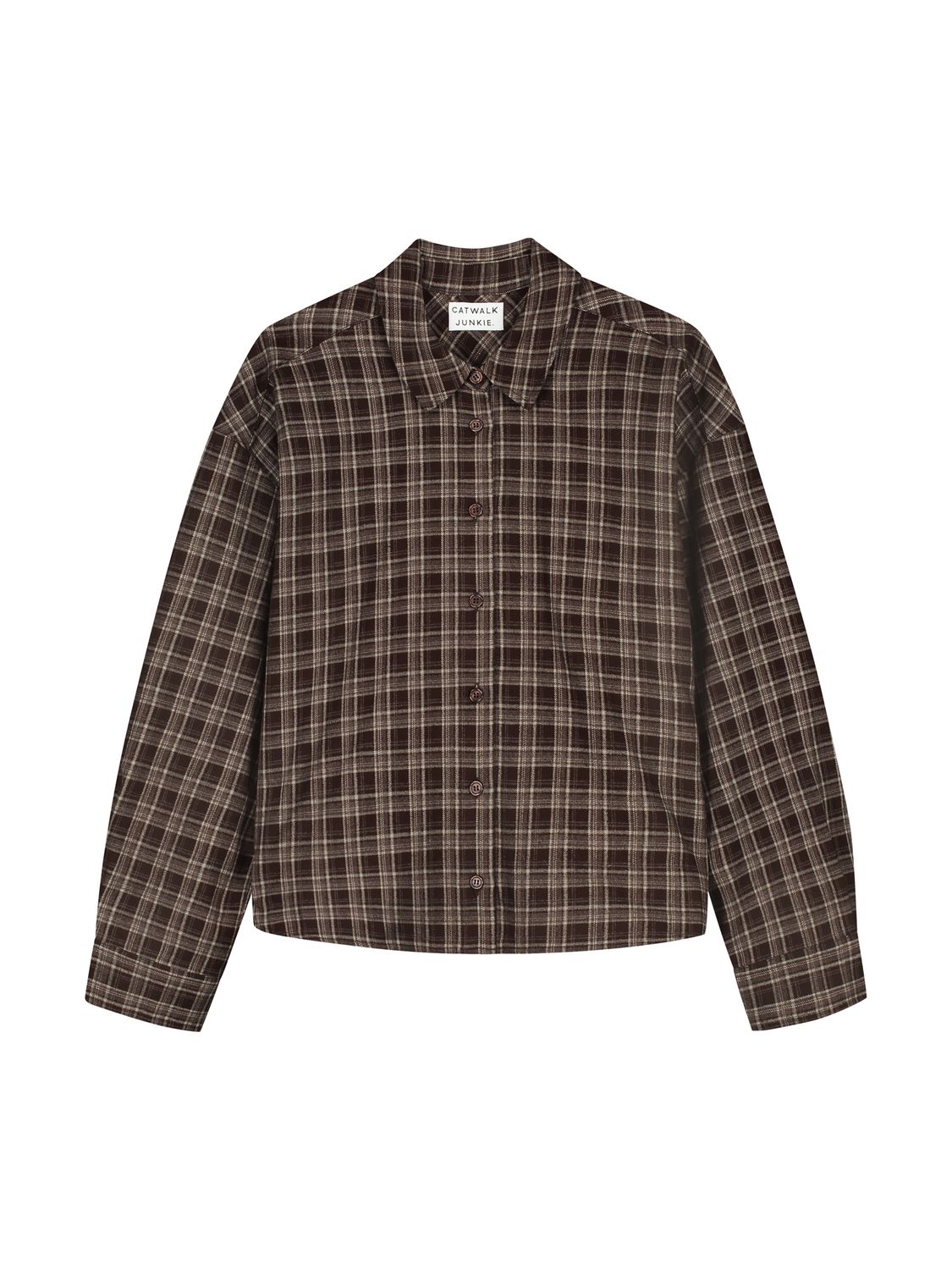 Check blouse - brown