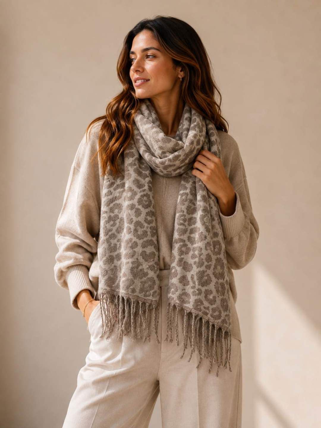Sjaal_0101 - leopard taupe
