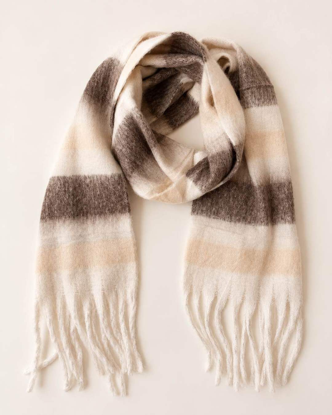 Sjaal_0119 - streep beige / bruin