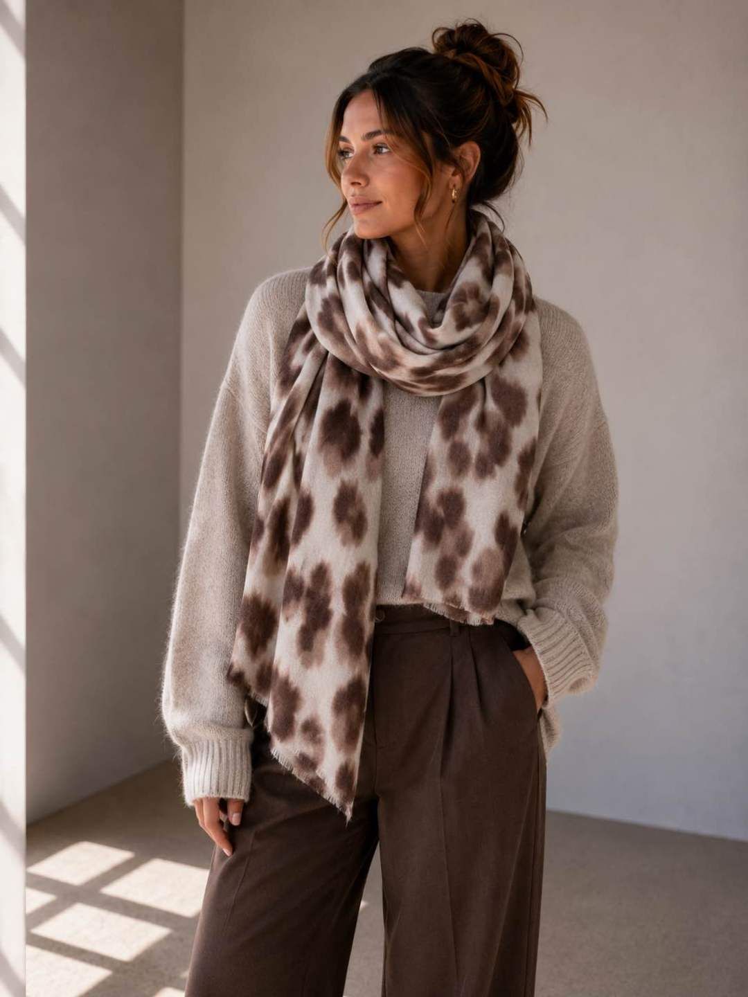Sjaal_0117 - leopard bruin/beige