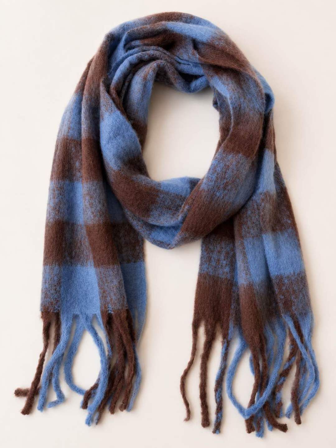Sjaal_0123 - streep bruin/blauw