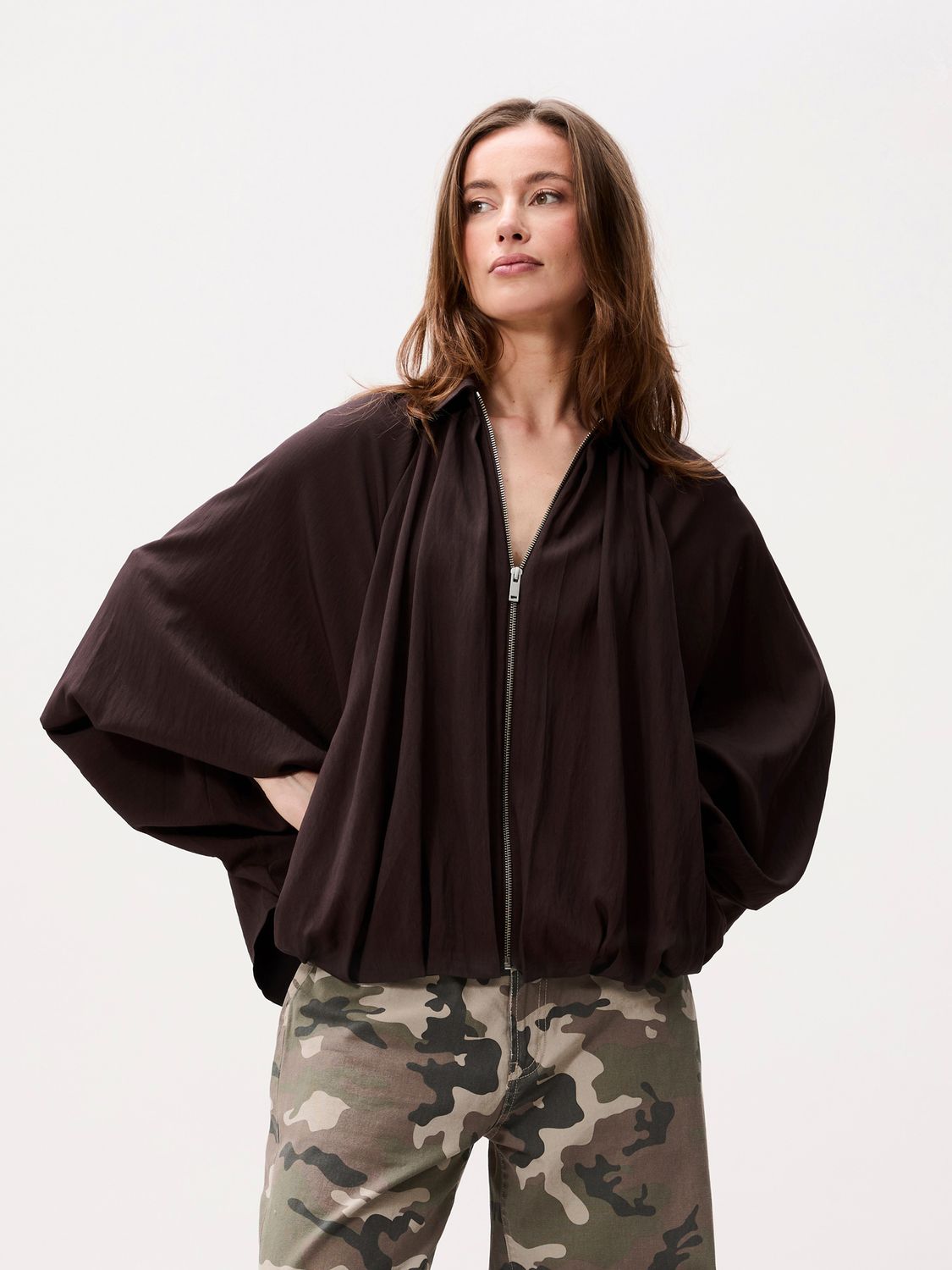Draped blouse - dark cacao