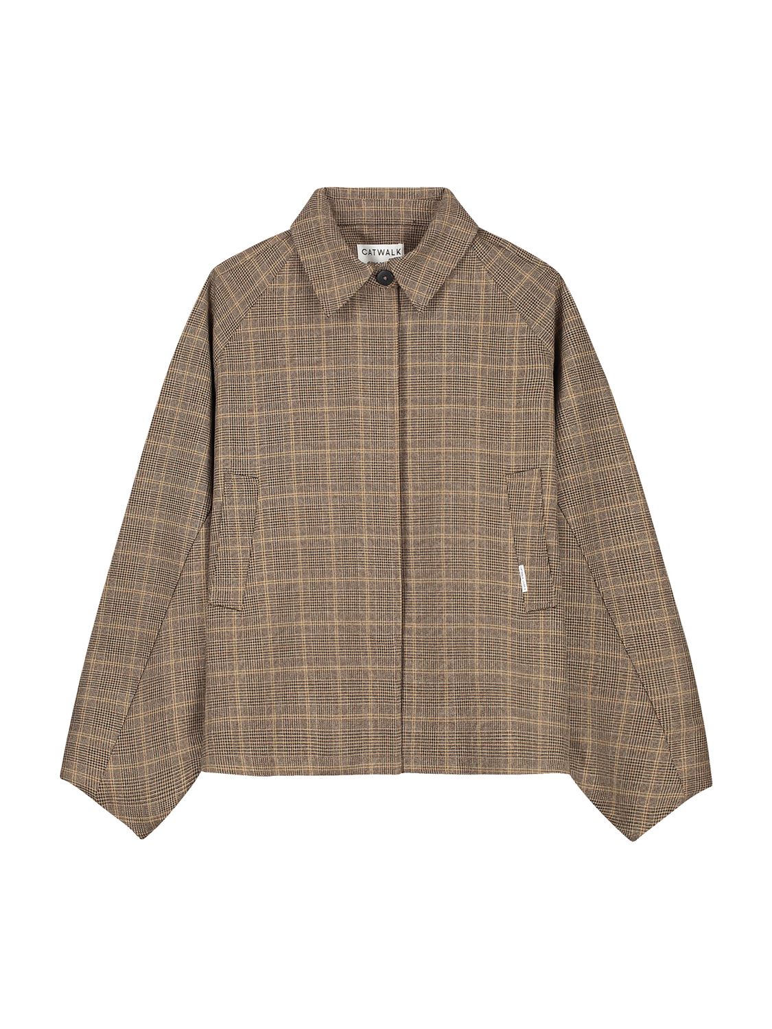 Check cape jacket - caramel