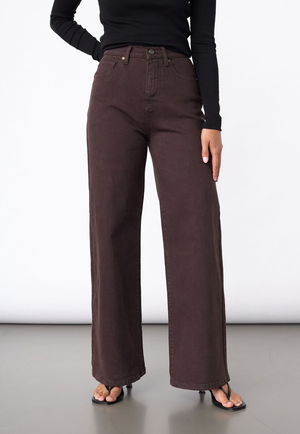 Jeans Owi high waist - donkerbruin