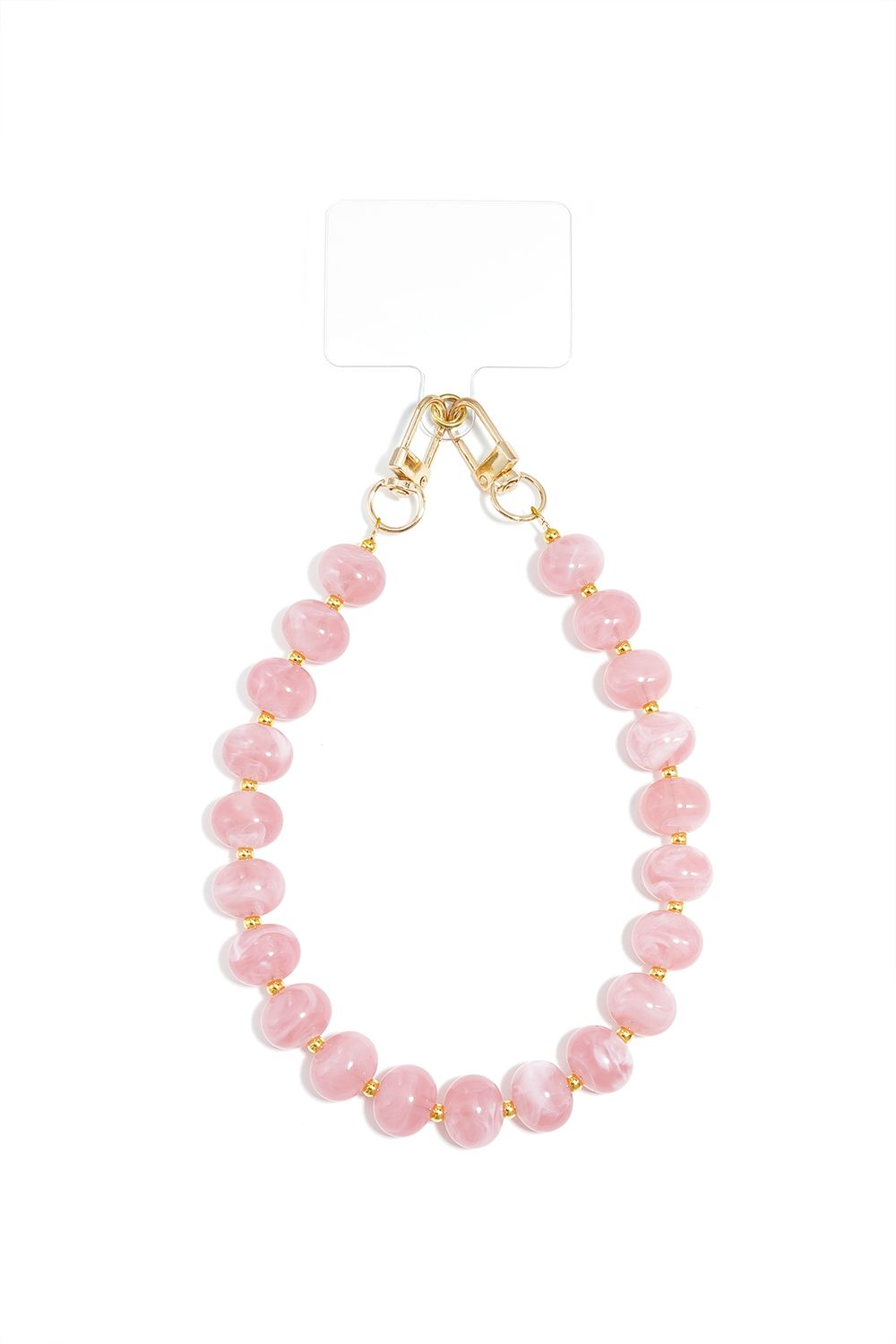 Phonecord / telefoonkoord - kralen roze
