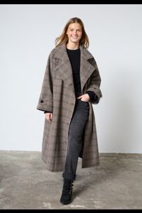 Lange winterjas Dar - bruin ruit