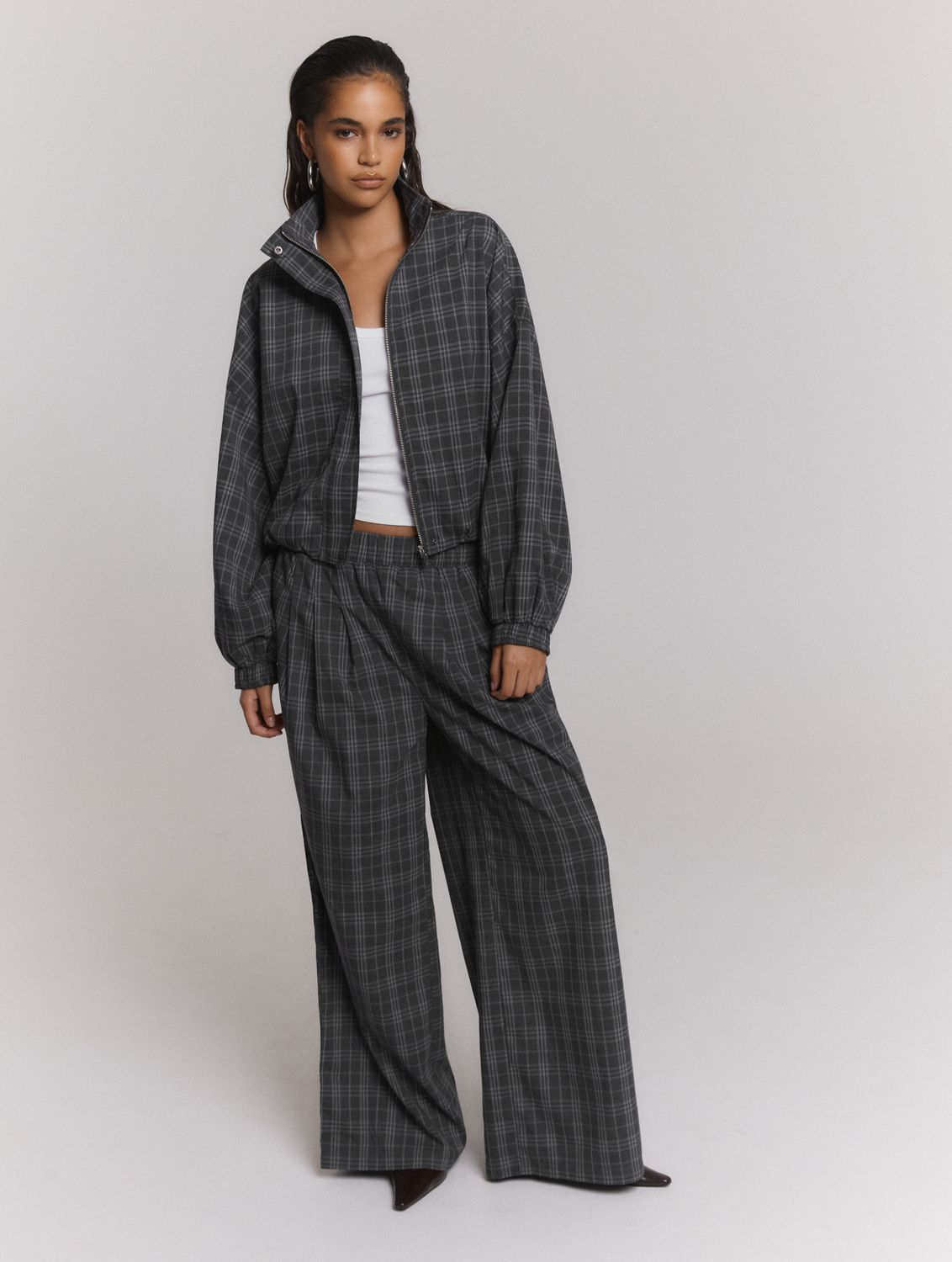 Wide leg pants Zoei - check