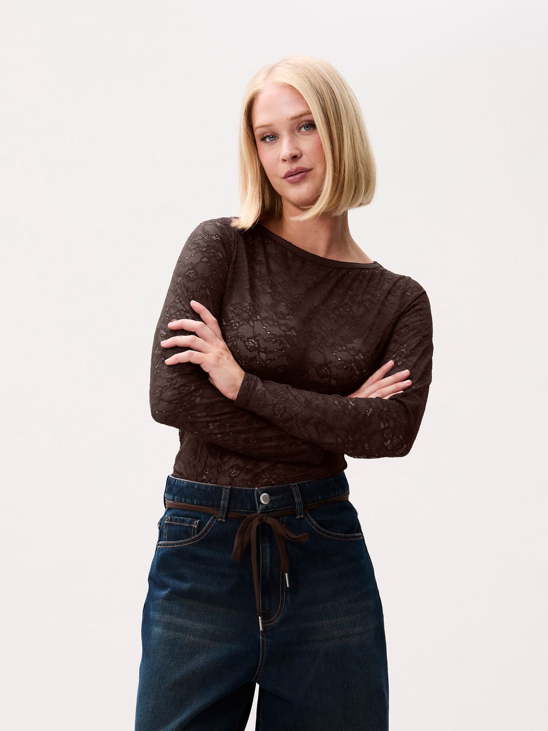 Lace long sleeve - dark cacao