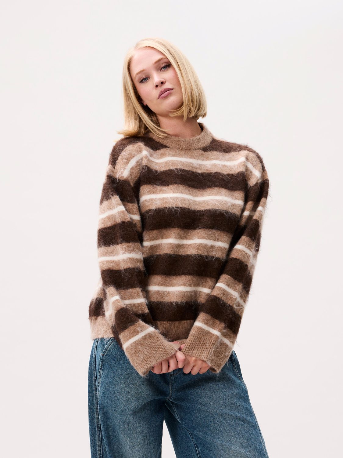 Brushed striped knit - caramel