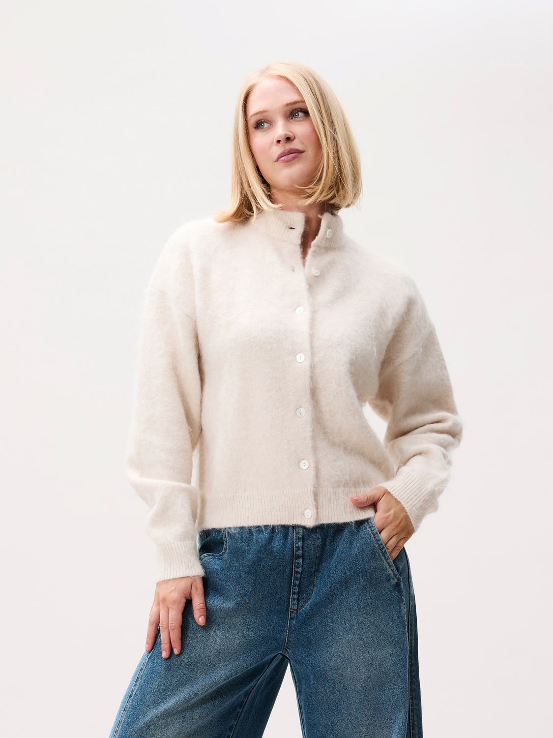 Brushed cardigan - off white