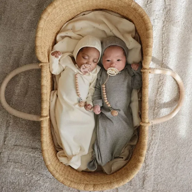 Ribbed Knotted Baby Gown - Roman Green