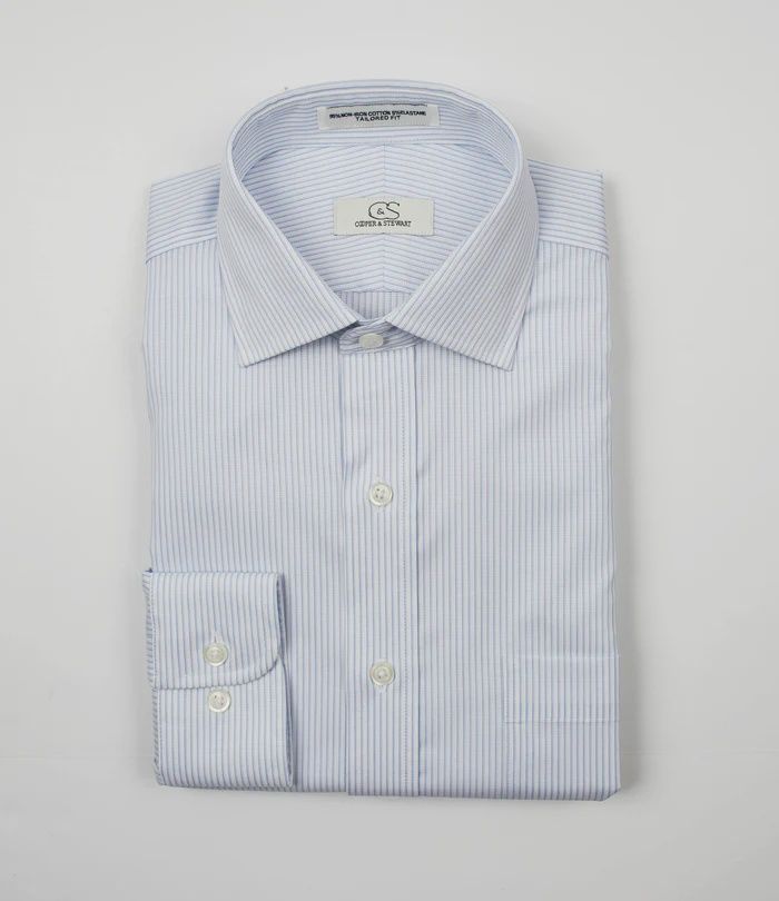 LeConte Blue Stripe Tailored Spread -013SC