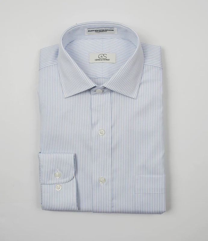 LeConte Blue Stripe Tailored Spread -013SC