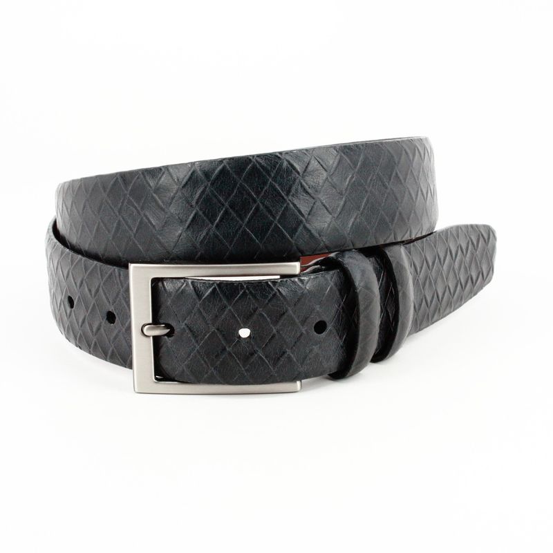 Torino Black Italian Woven Embossed Calfskin 56200