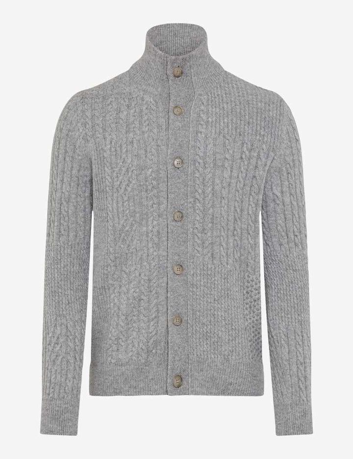 Brax Jeff Grey Cable Turtleneck Cardigan 27-2138