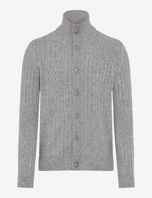 Brax Jeff Grey Cable Turtleneck Cardigan 27-2138