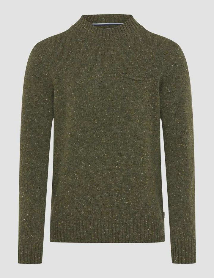 Brax Buddy Crew Neck Sweater 27-2258, Color: Olive, Size: M