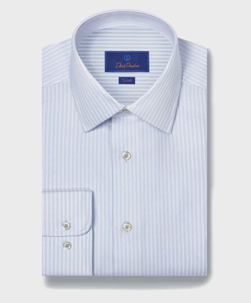 David Donahue White &amp; Sky Herringbone Stripe TBSP11950136