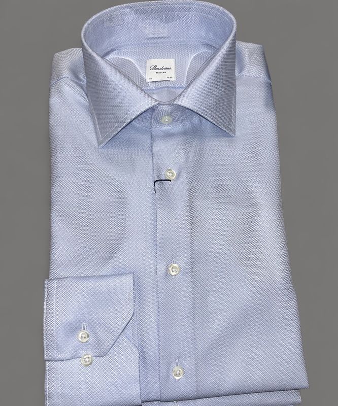 Stenstroms Light Blue Pique Dress Shirt 6027719064-100