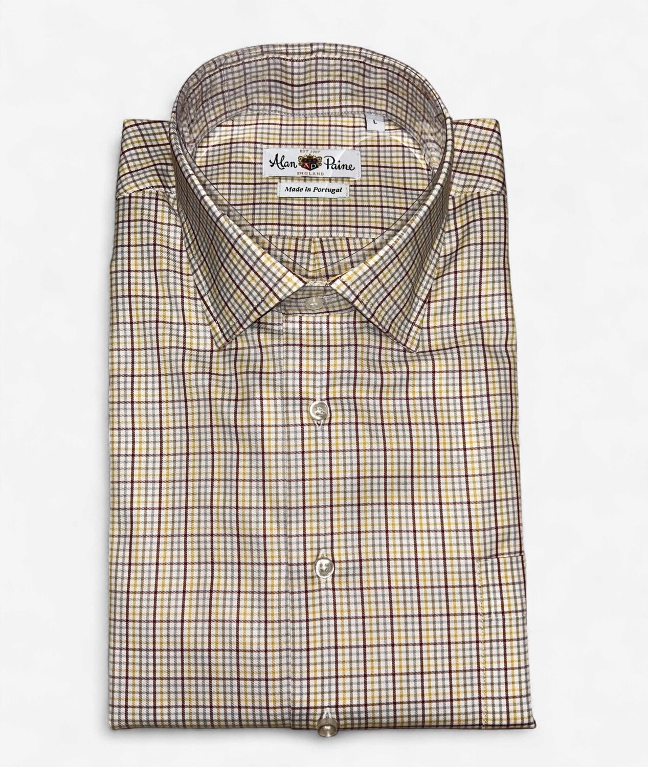 Alan Paine Berry/Yellow Check LS Shirt A2508M