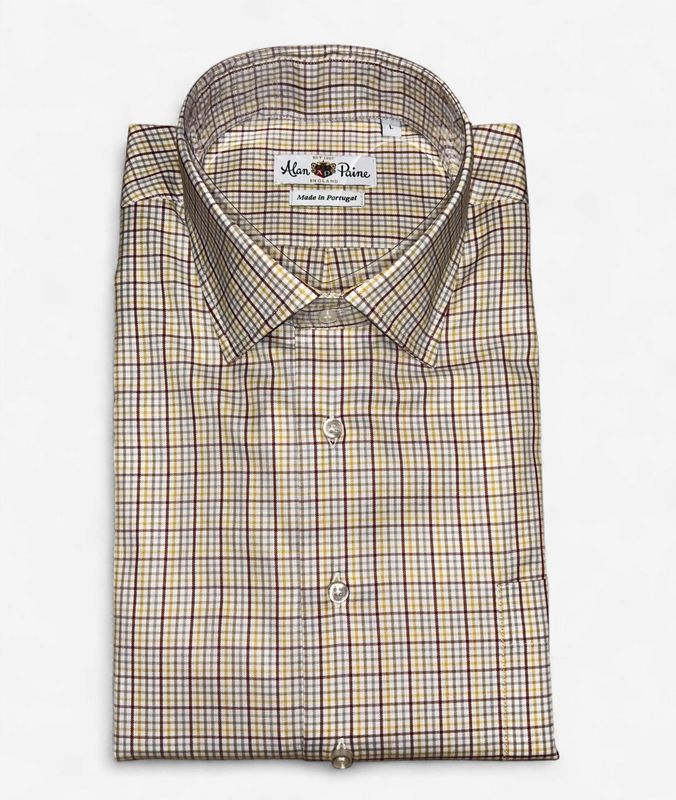 Alan Paine Berry/Yellow Check LS Shirt A2508M