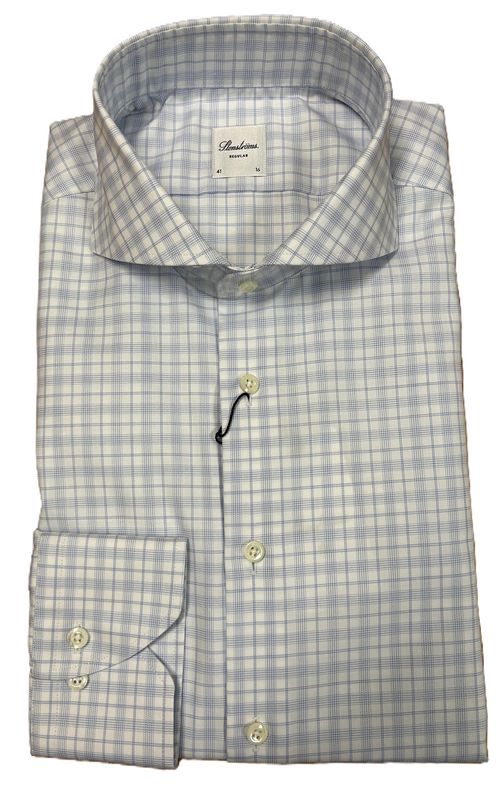 Stenstroms Light Blue Checked Twill Shirt 6023119116103