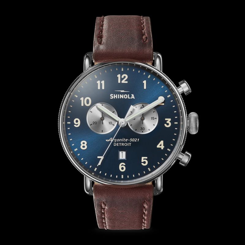 Shinola Canfield 2 Eye Chronograph 43mm Midnight Blue Watch