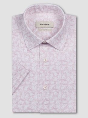 Bugatchi Miles Cotton Peach Floral Short Sleeve Shirt JF9330F40