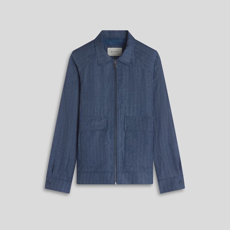 Bugatchi Herringbone Linen Bomber Jacket JX4003JB3