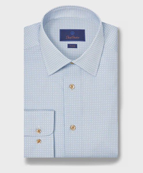 David Donahue Sky Micro Geometric Print Dress Shirt TBSP12204400