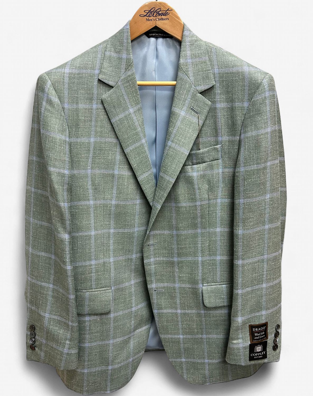 Coppley Gibson Green with Blue Box Plaid Sport Coat 20393