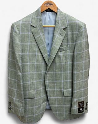 Coppley Gibson Green with Blue Box Plaid Sport Coat 20393