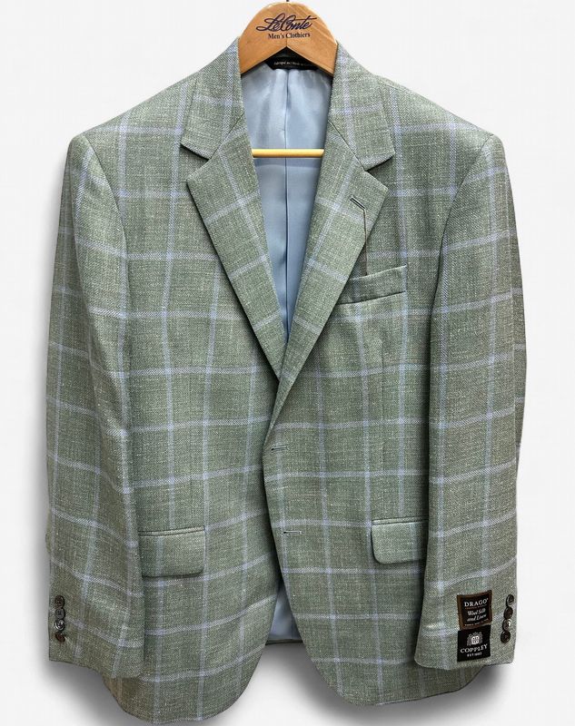Coppley Gibson Green with Blue Box Plaid Sport Coat 20393