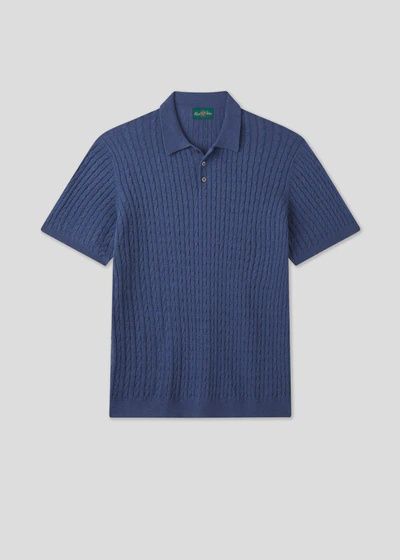 Alan Paine Portmellon Cable &amp; Bar Polo 416C35, Color: Indigo, Size: M