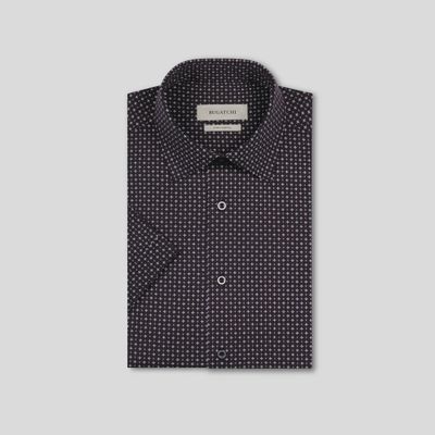 Bugatchi Miles Black Geometric Short Sleeve JF9001F40