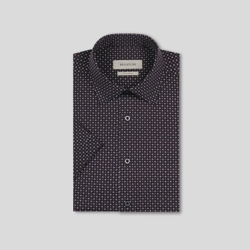 Bugatchi Miles Black Geometric Short Sleeve JF9001F40
